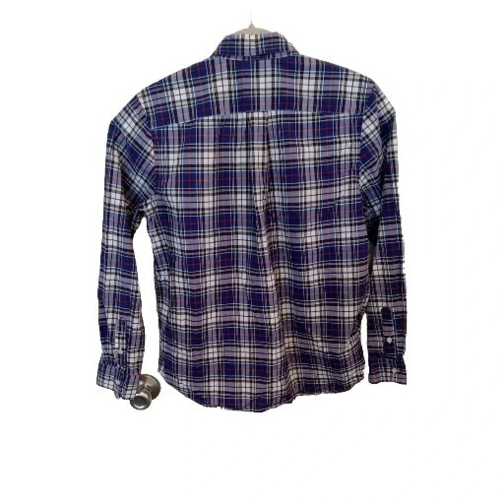 Ralph Lauren Boys XL Shirt Blue‎ Plaid Long Sleeve Button Up Polo Pony Logo
